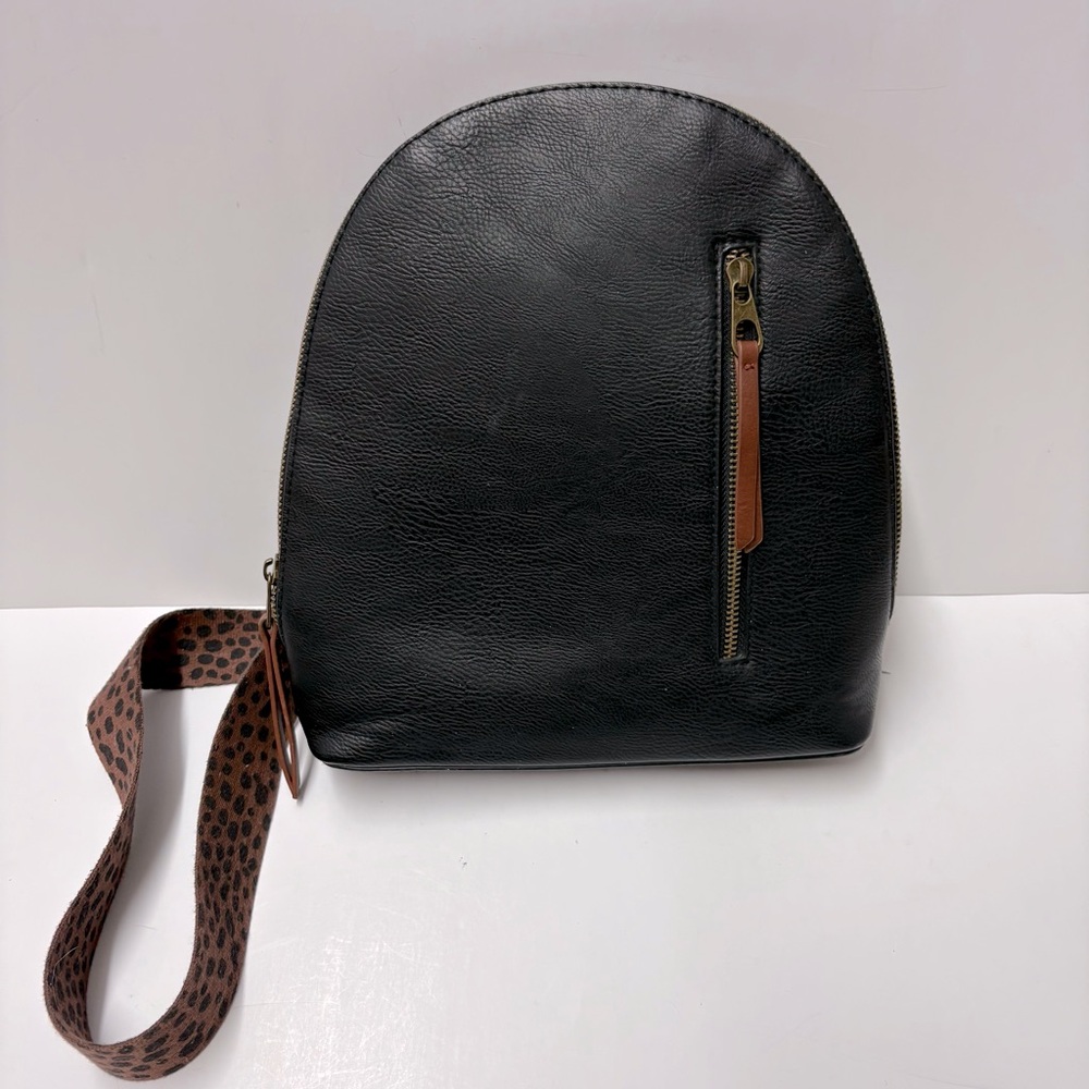 Universal Thread Black Vegan Leather Animal Print Strap Cross Body Mini Backpack